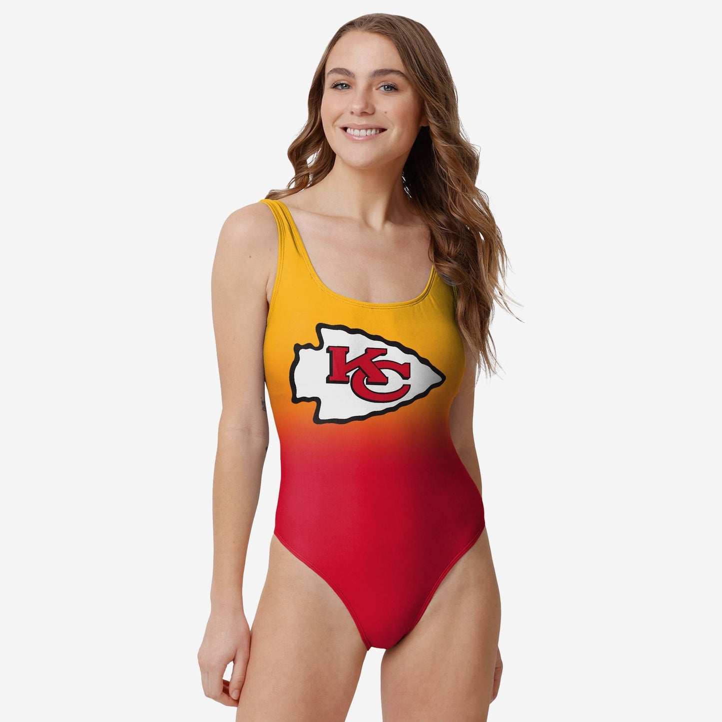 Kansas City Chiefs Women Gametime Gradient Summer One Piece Bathing Suit AZBTOPBS000014
