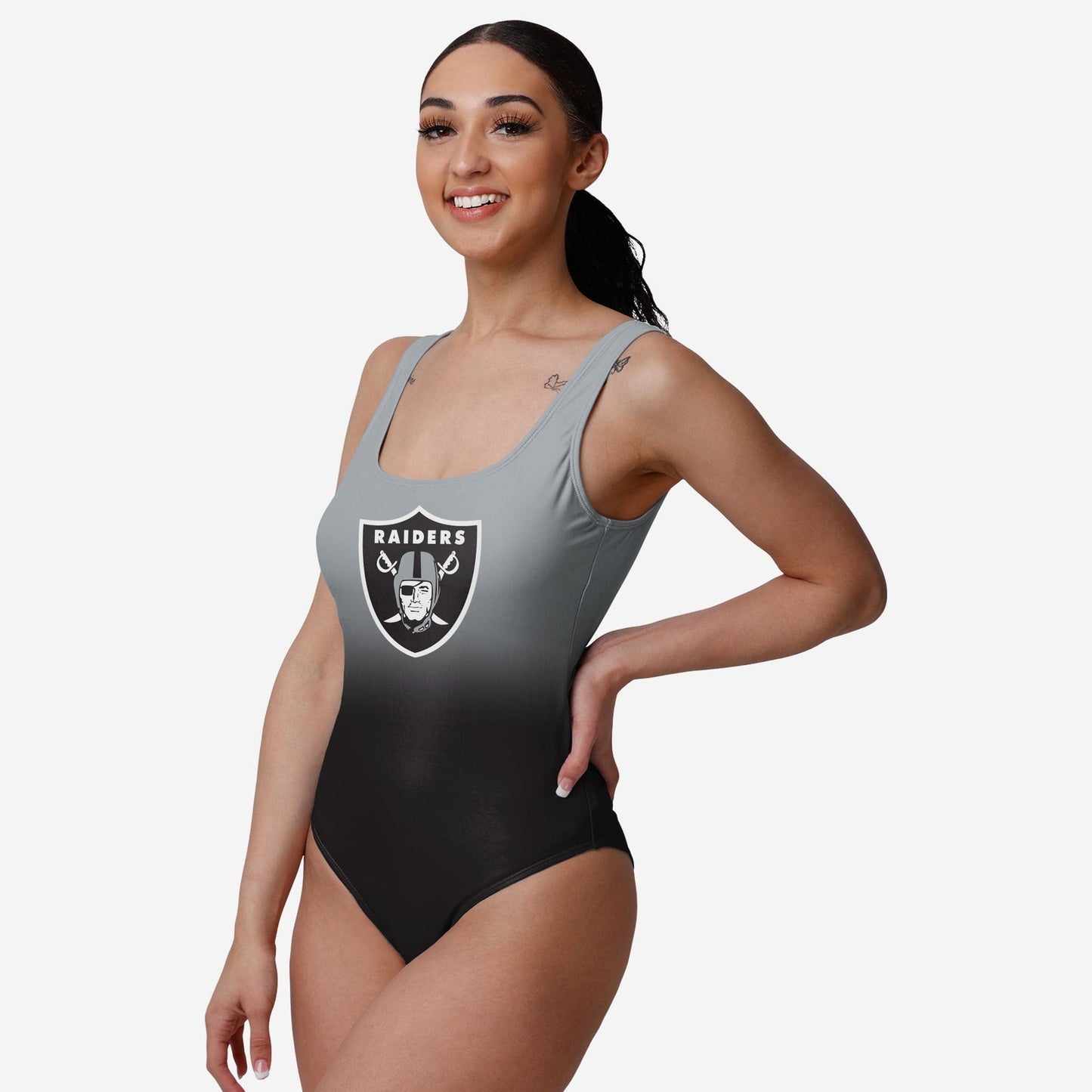 Las Vegas Raiders Women Gametime Gradient Summer One Piece Bathing Suit AZBTOPBS000011