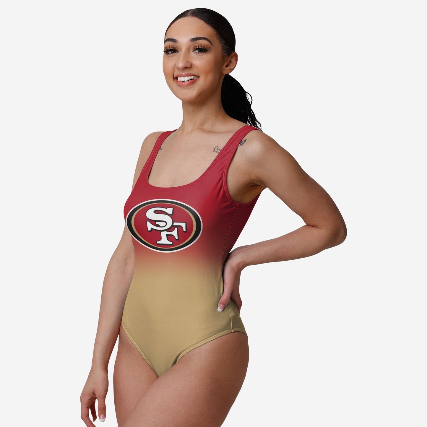San Francisco 49ers Women Gametime Gradient Summer One Piece Bathing Suit AZBTOPBS000013