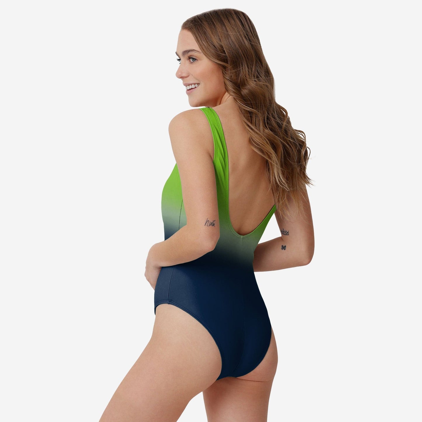 Seattle Seahawks Women Gametime Gradient Summer One Piece Bathing Suit AZBTOPBS000004