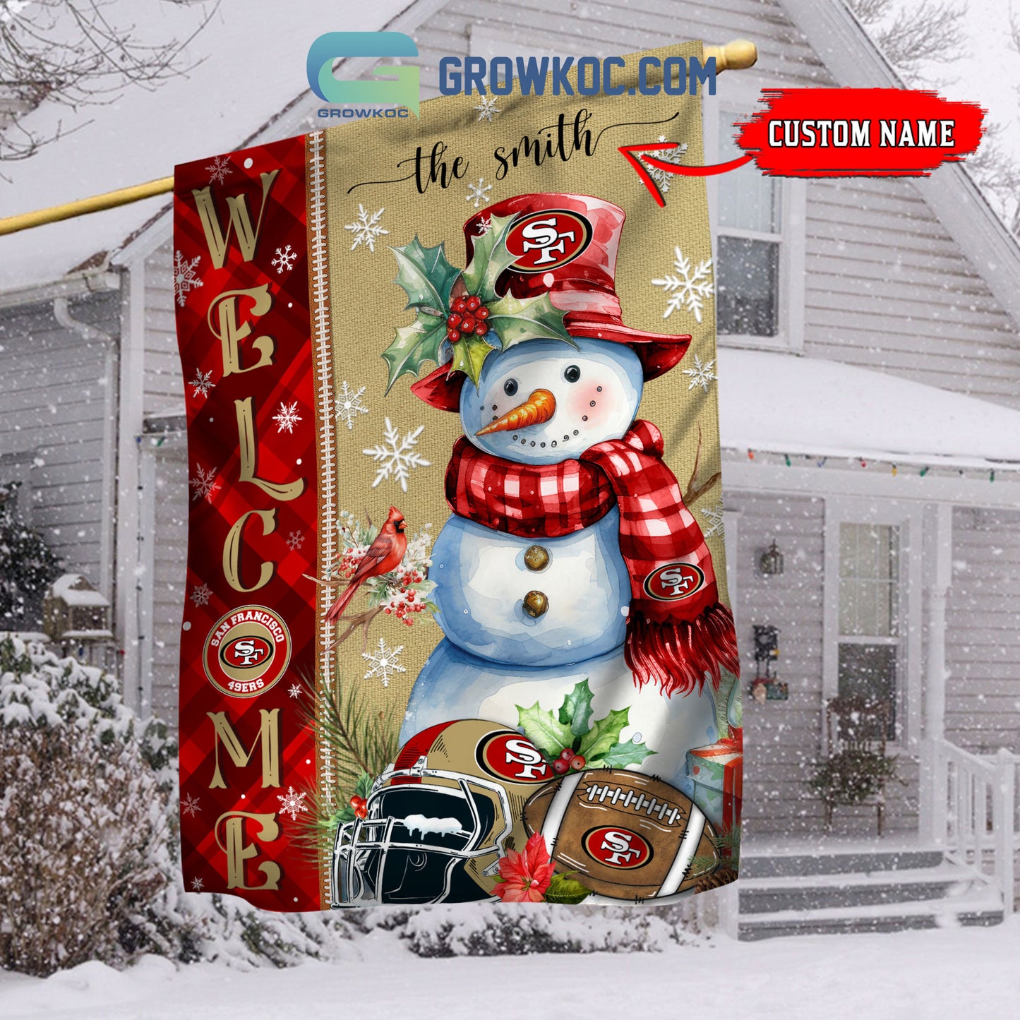 San Francisco 49ers Christmas Personalized Flag BGFLAG547