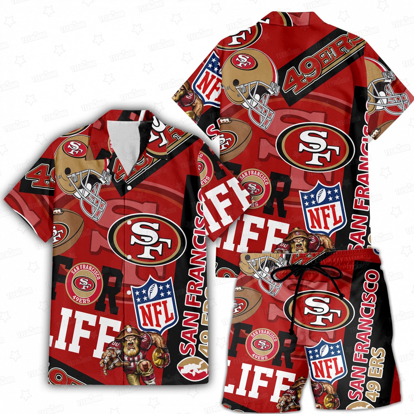 San Francisco 49ers Custom Limited Edition For Life Hawaiian Shirt and Shorts AZHAHWSS000269