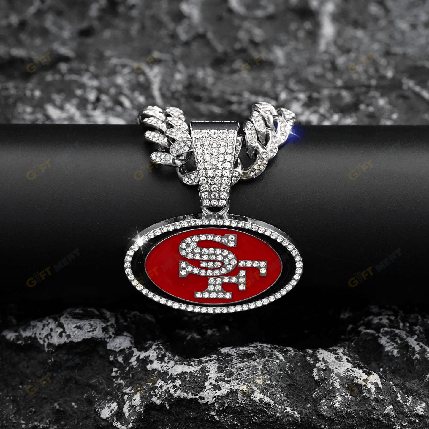 San Francisco 49ers Hip Hop Iced Out Bling Pendant Cuban Chain