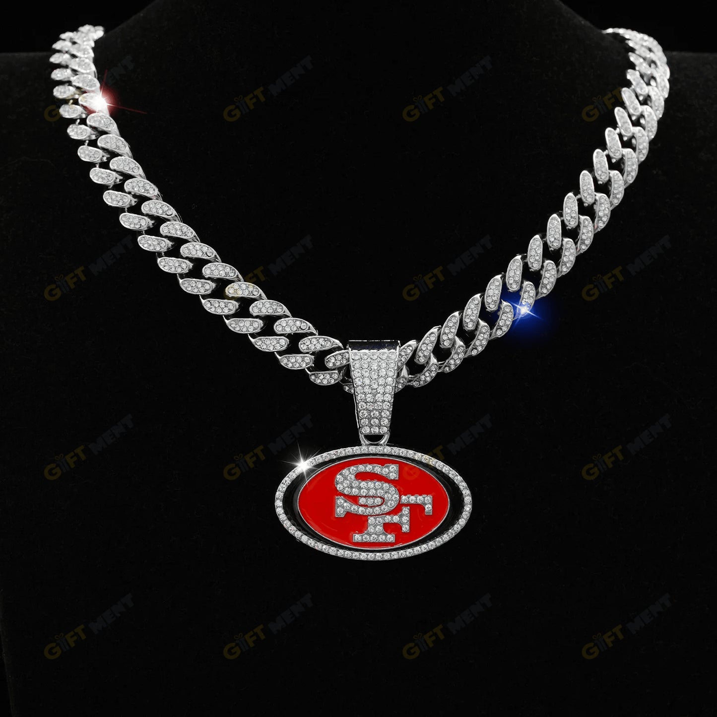 San Francisco 49ers Hip Hop Iced Out Bling Pendant Cuban Chain