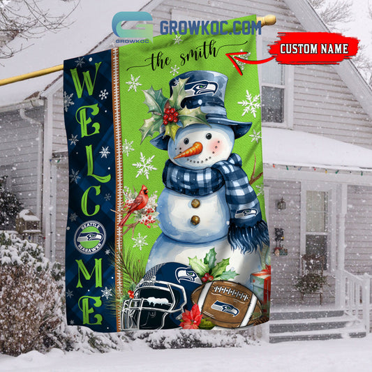 Seattle Seahawks Christmas Personalized Flag BGFLAG548