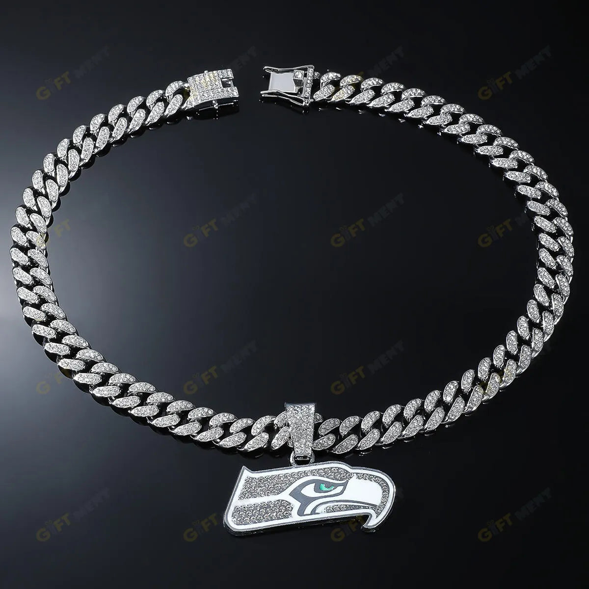Seattle Seahawks Hip Hop Iced Out Bling Pendant Cuban Chain