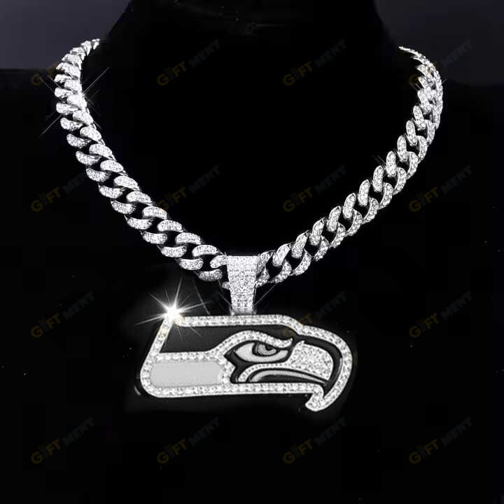 Seattle Seahawks Hip Hop Iced Out Bling Pendant Cuban Chain