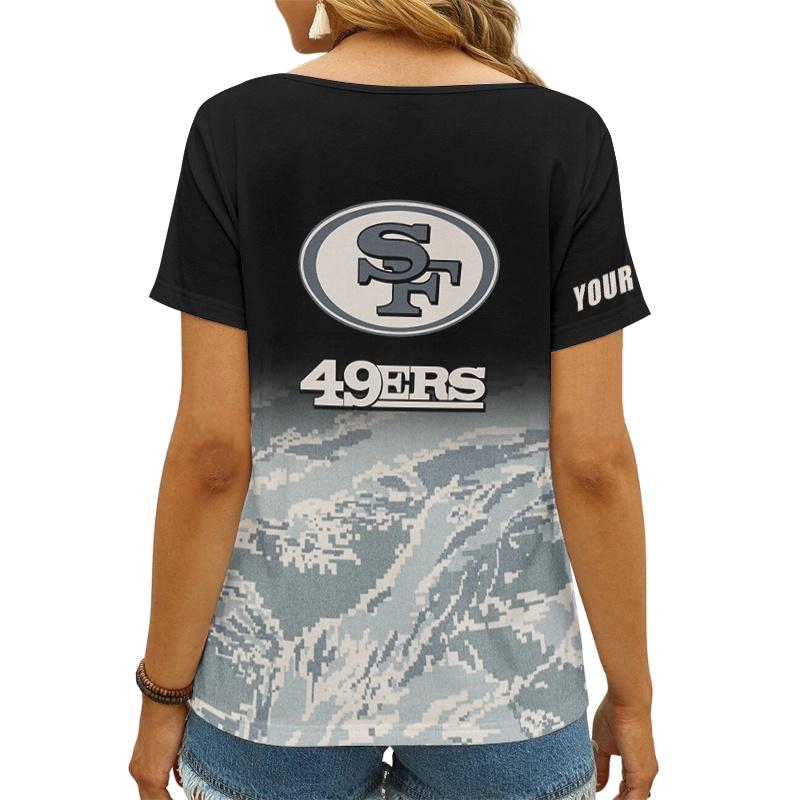 San Francisco 49ers Personalized V-neck Women T-shirt AGCWTS631