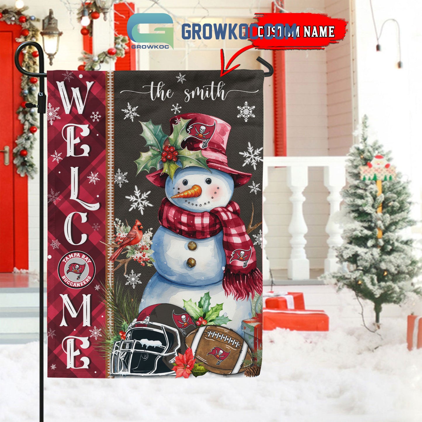 Tampa Bay Buccaneers Christmas Personalized Flag BGFLAG549