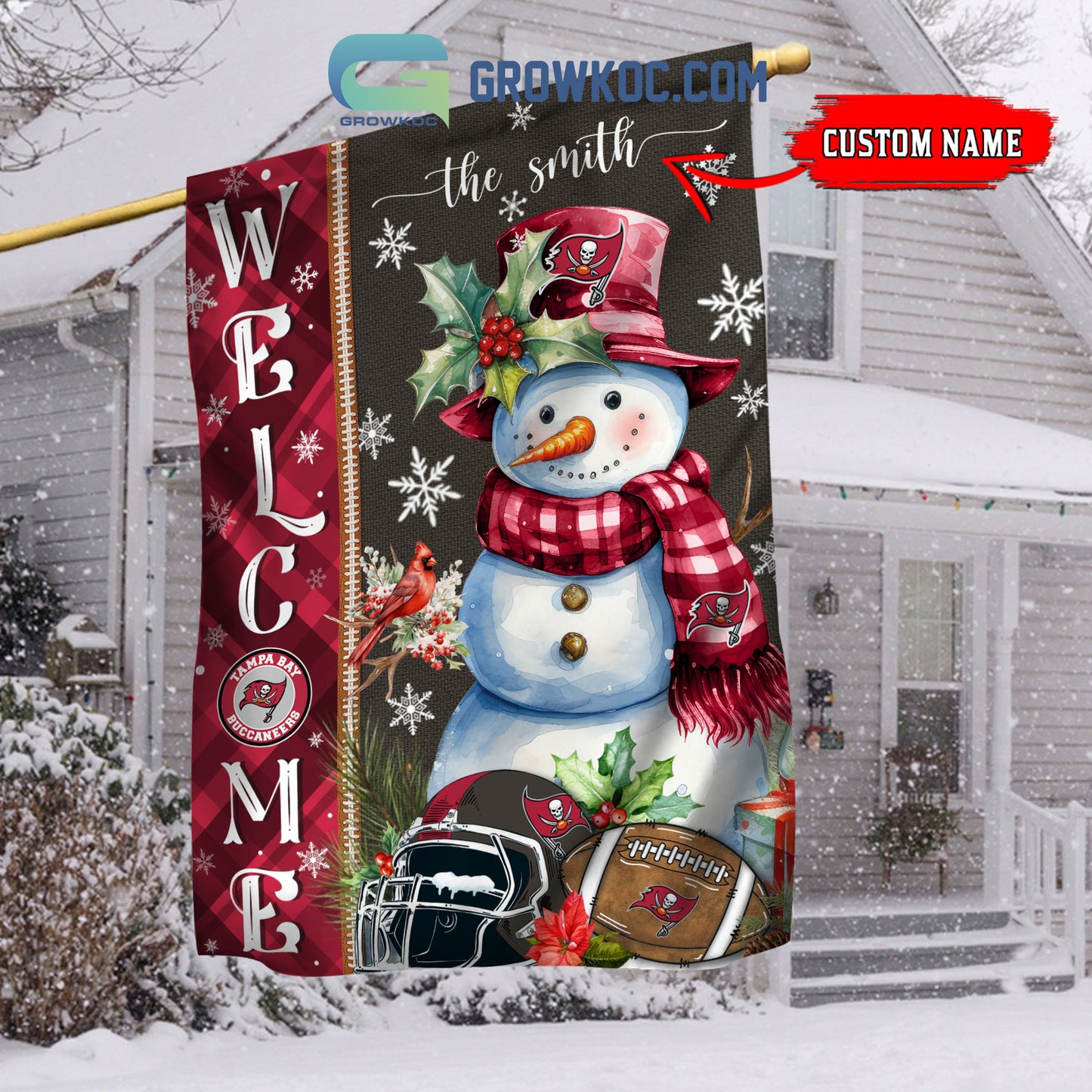 Tampa Bay Buccaneers Christmas Personalized Flag BGFLAG549