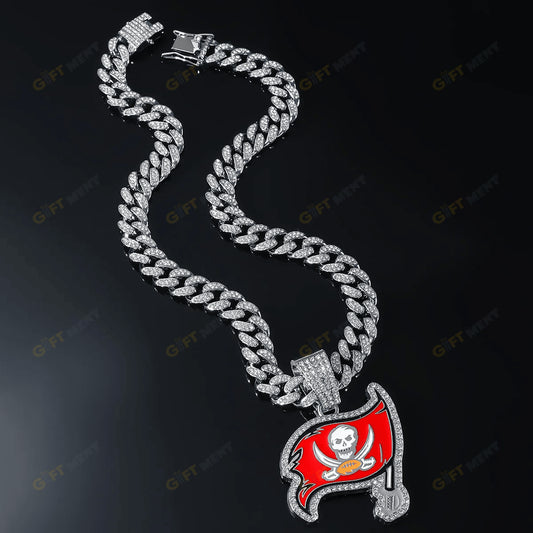 Tampa Bay Buccaneers Hip Hop Iced Out Bling Pendant Cuban Chain