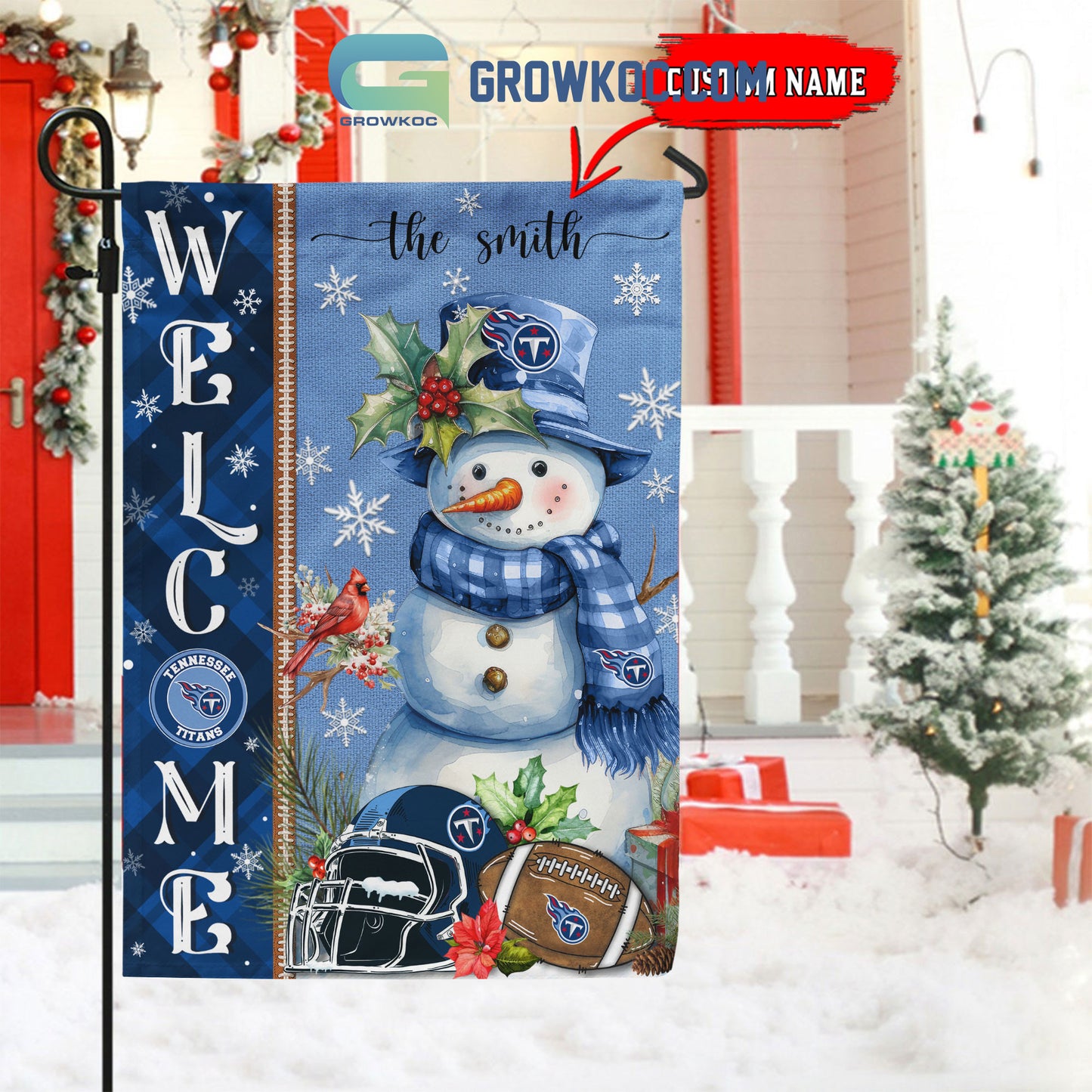 Tennessee Titans Christmas Personalized Flag BGFLAG550