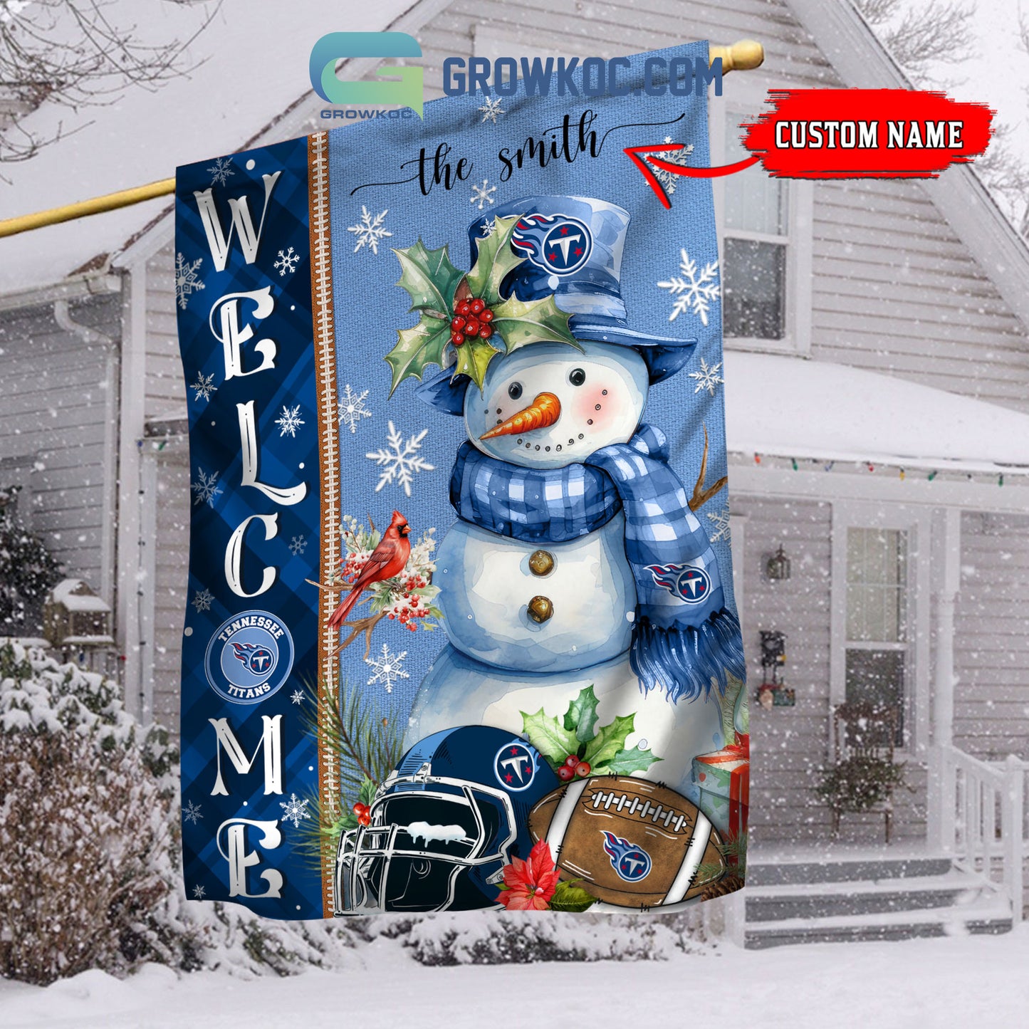 Tennessee Titans Christmas Personalized Flag BGFLAG550