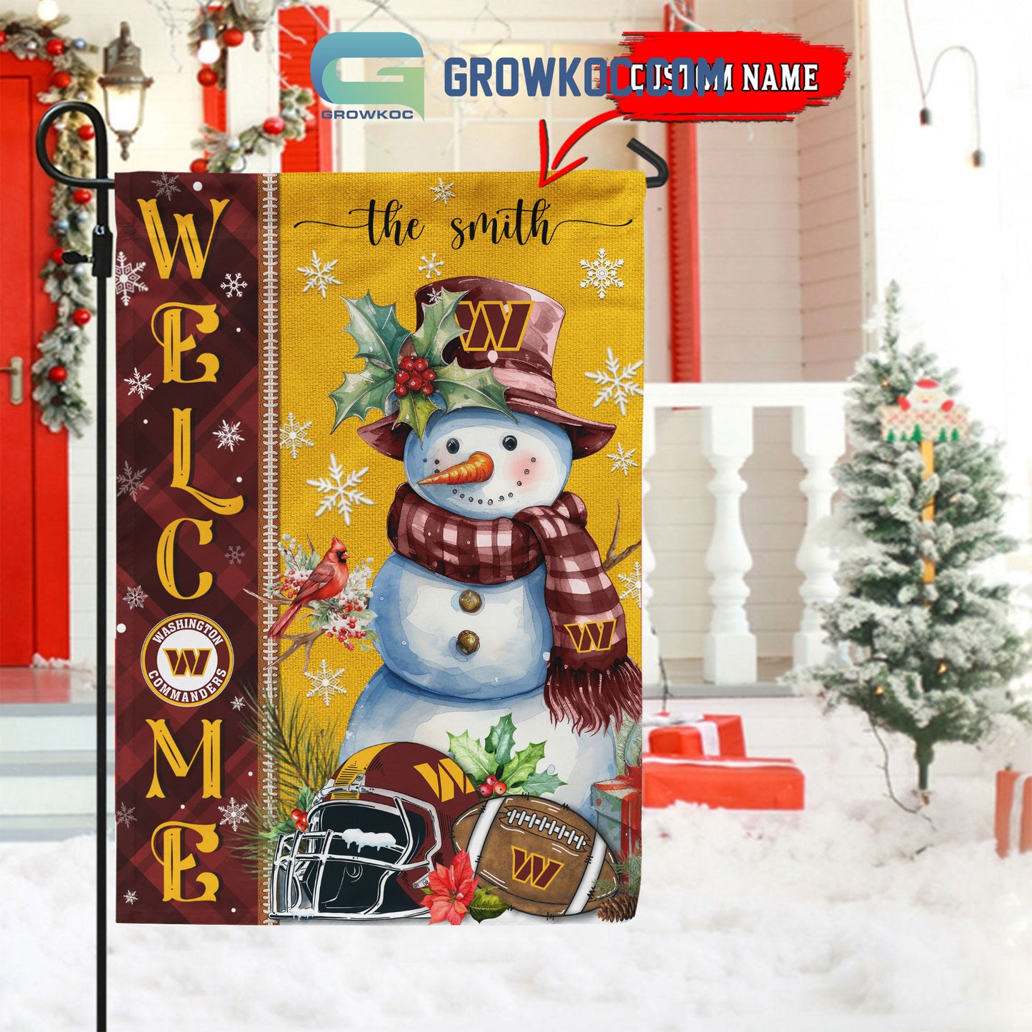 Washington Commanders Christmas Personalized Flag BGFLAG551