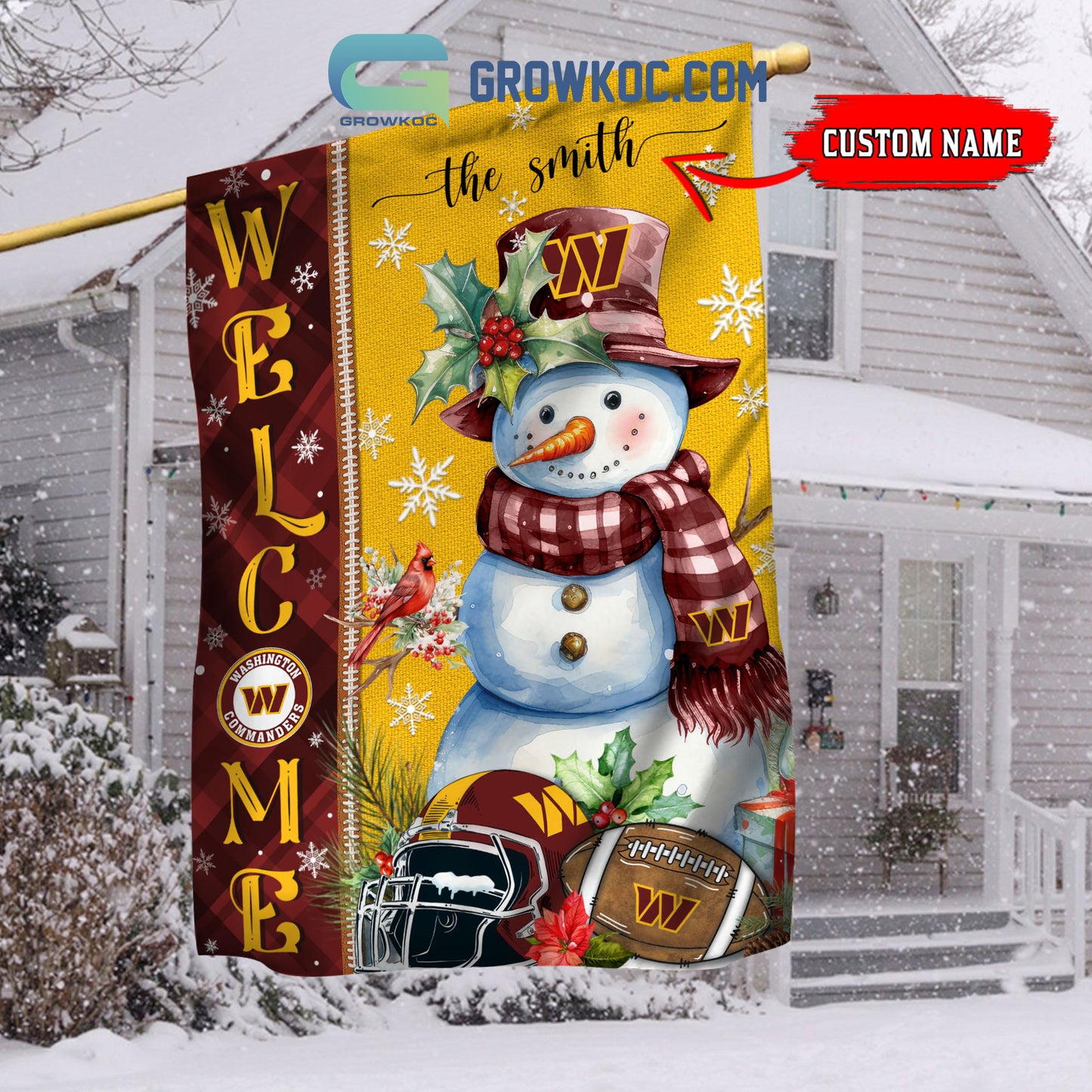 Washington Commanders Christmas Personalized Flag BGFLAG551