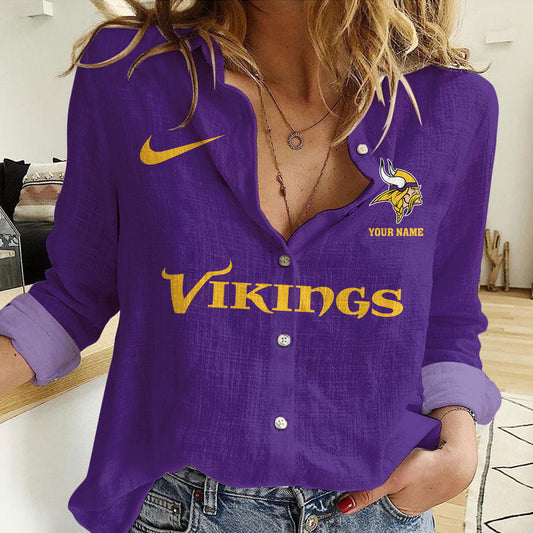 Minnesota Vikings Personalized Woman Shirt AZBTLWS000003