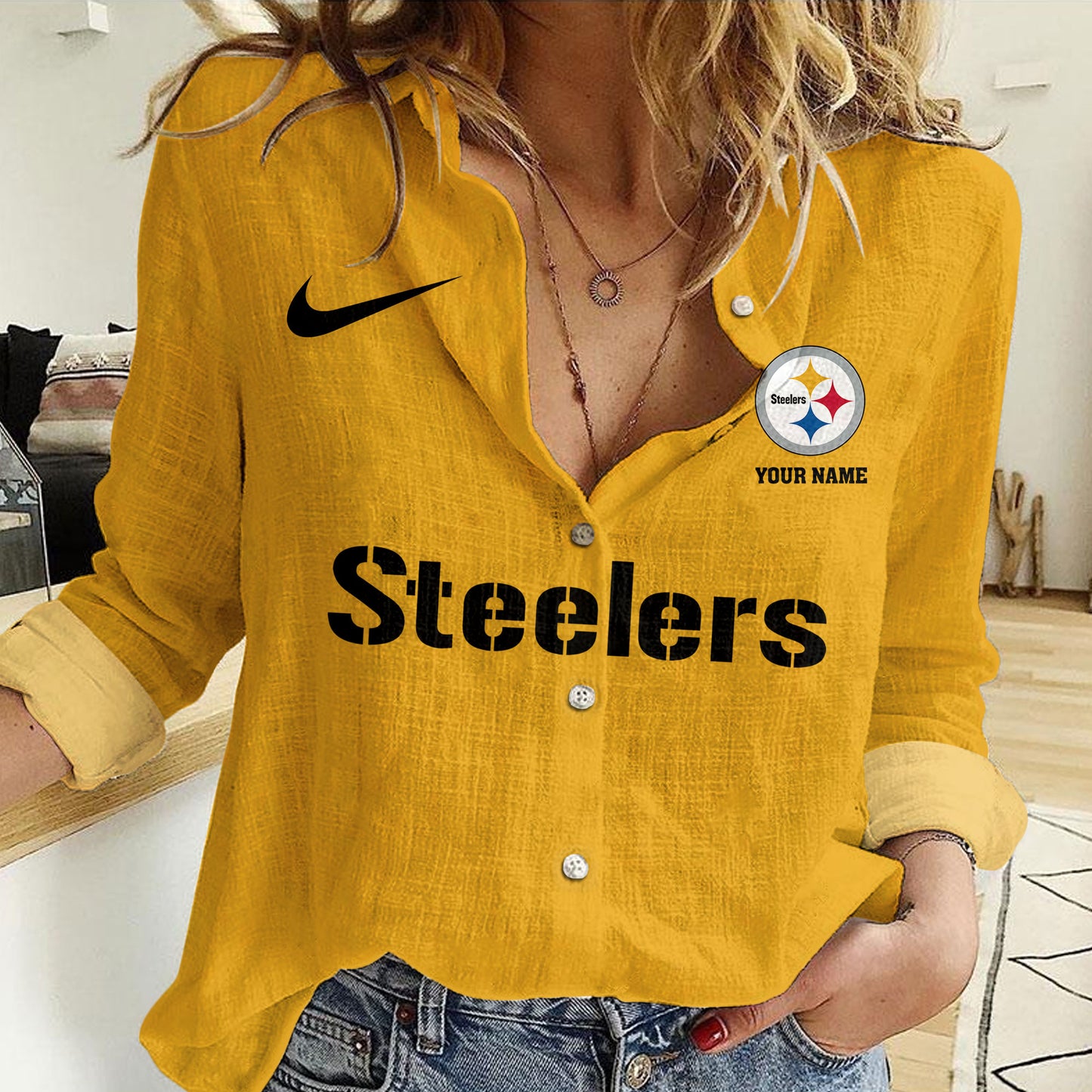 Pittsburgh Steelers Personalized Woman Shirt AZBTLWS000010