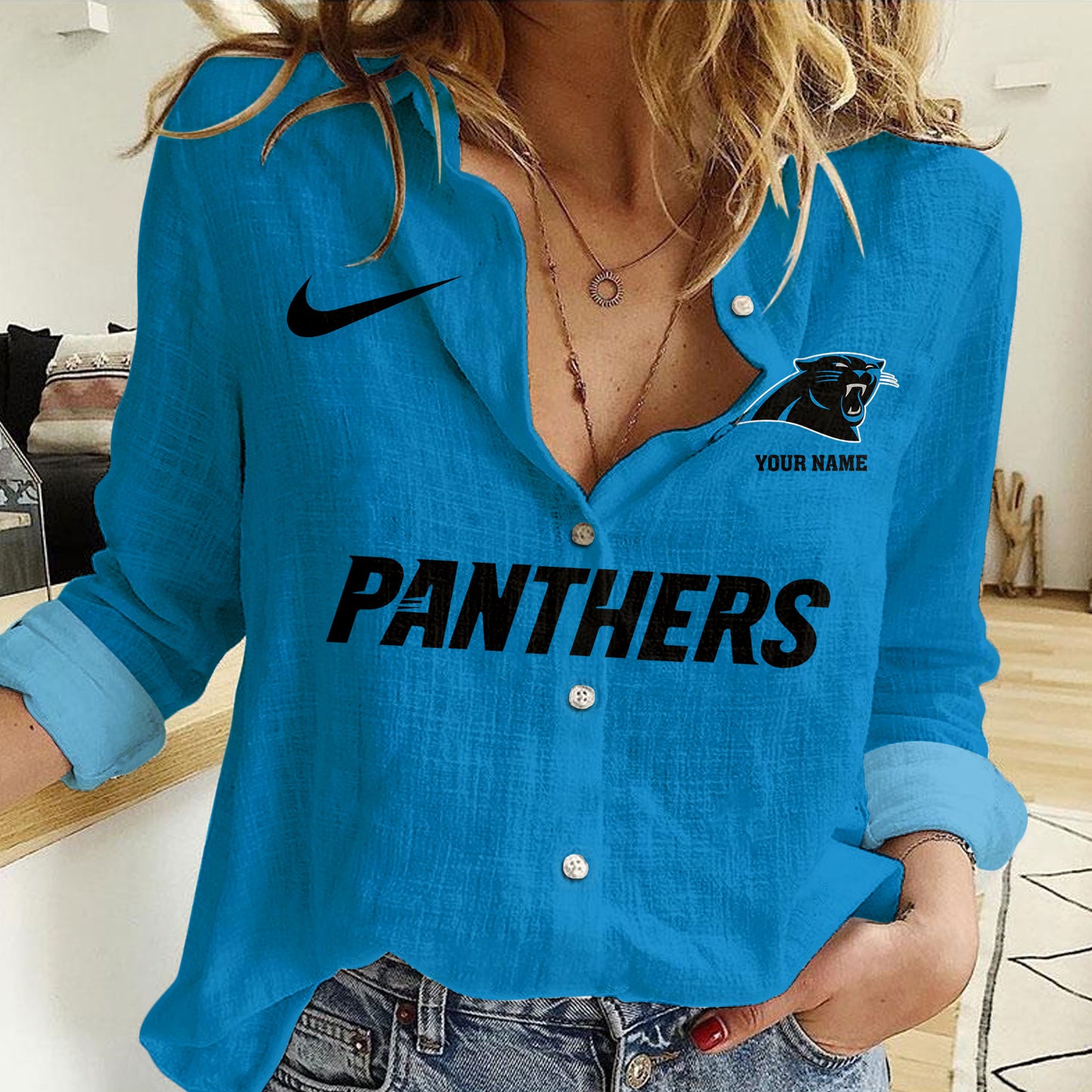 Carolina Panthers Personalized Woman Shirt AZBTLWS000016
