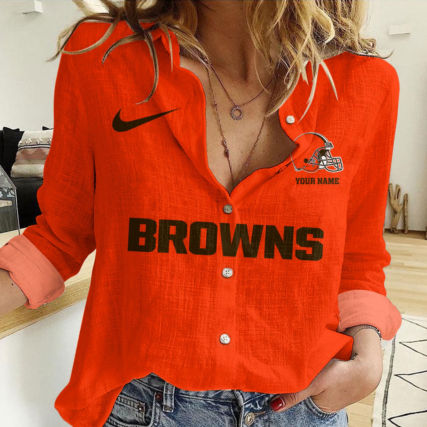 Cleveland Browns Personalized Woman Shirt AZBTLWS000019