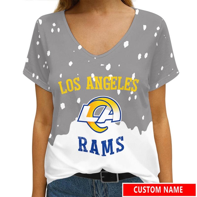 Los Angeles Rams Personalized V-neck Women T-shirt AGCWTS617
