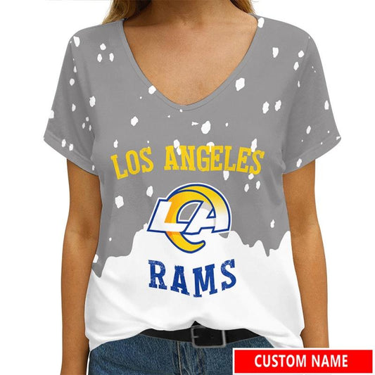 Los Angeles Rams Personalized V-neck Women T-shirt AGCWTS617
