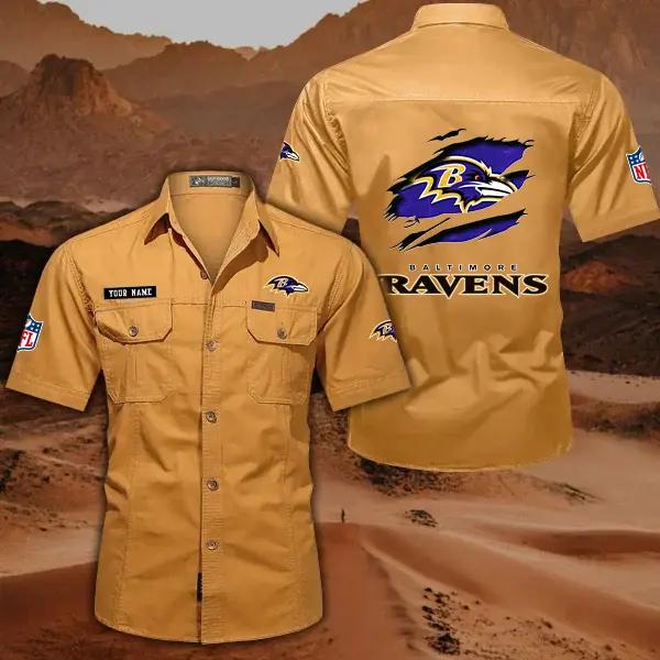 Baltimore Ravens Men’s Short Sleeve Cargo Shirts New 2025 AZBT2DCGS000003