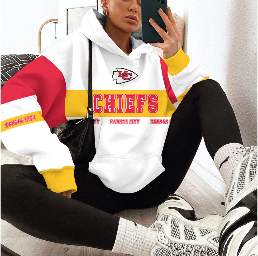 Kansas City Chiefs Printed Hooded Pocket Pullover Hoodie AZBTPH000112