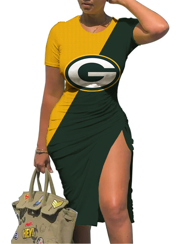 Green Bay Packers Slit Bodycon Dress  AZBTSBD000065