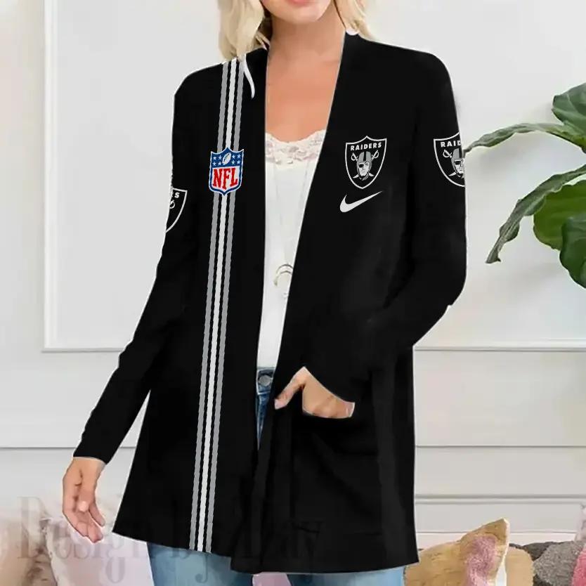 Las Vegas Raiders Women Patch Pocket Cardigan BT101