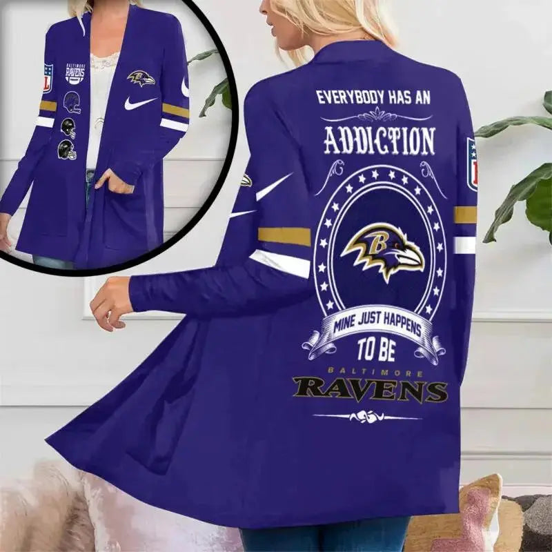 Baltimore Ravens Women Patch Pocket Cardigan BT013