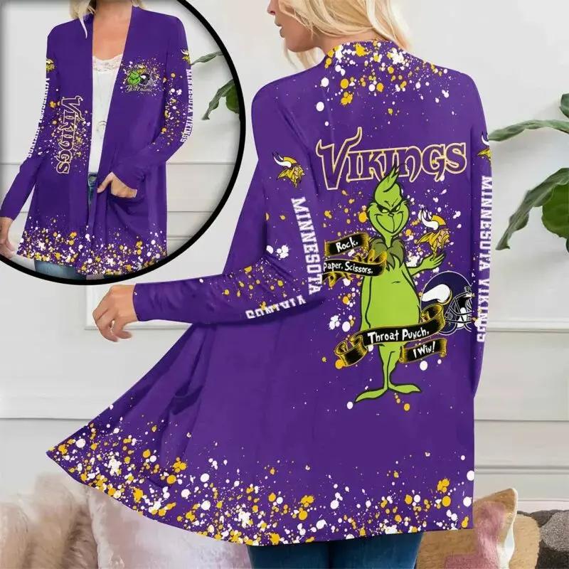 Minnesota Vikings Women Patch Pocket Cardigan BT125