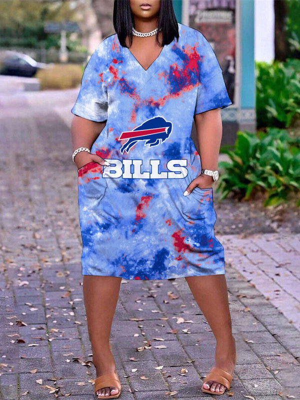 Buffalo Bills V-neck Casual Pocket Dress Limited Edition AZBTVCPD000465