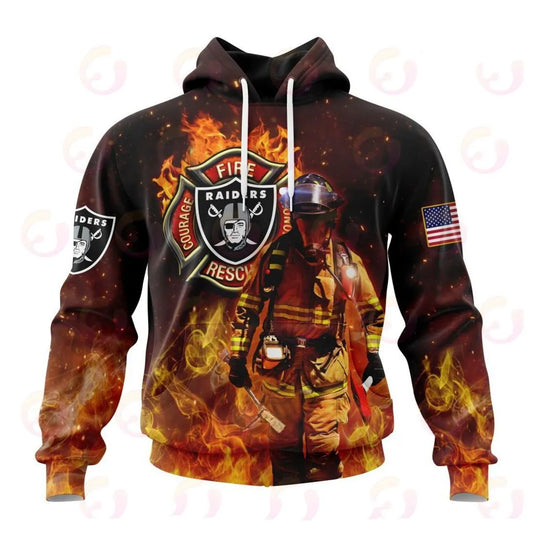Las Vegas Raiders Honor Firefighters – First Responders All Over Printed T-shirt Sweatshirt Hoodie AZCHD840