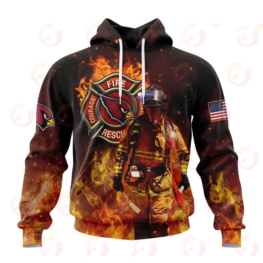 Arizona Cardinals Honor Firefighters – First Responders All Over Printed T-shirt Sweatshirt Hoodie AZCHD824