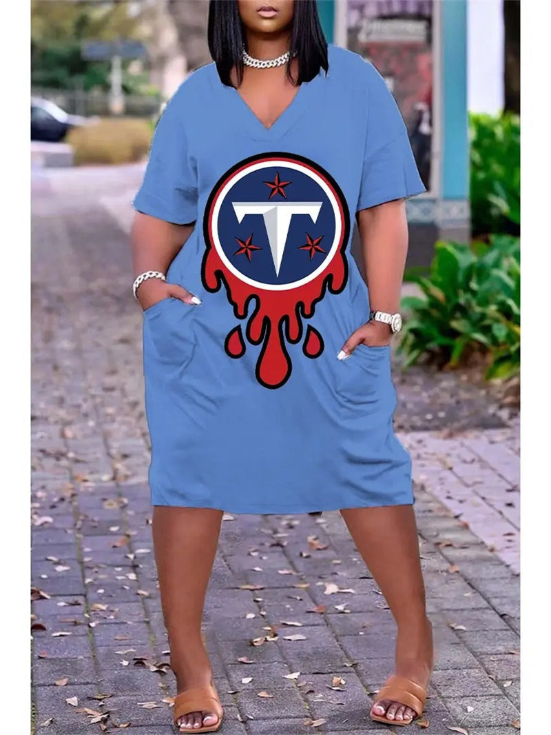 Tennessee Titans V-neck Casual Pocket Dress Limited Edition AZBTVCPD000391