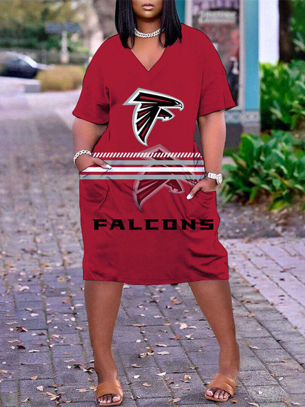 Atlanta Falcons V-neck Casual Pocket Dress Limited Edition AZBTVCPD000208