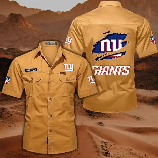 New York Giants Men’s Short Sleeve Cargo Shirts New 2025 AZBT2DCGS000024