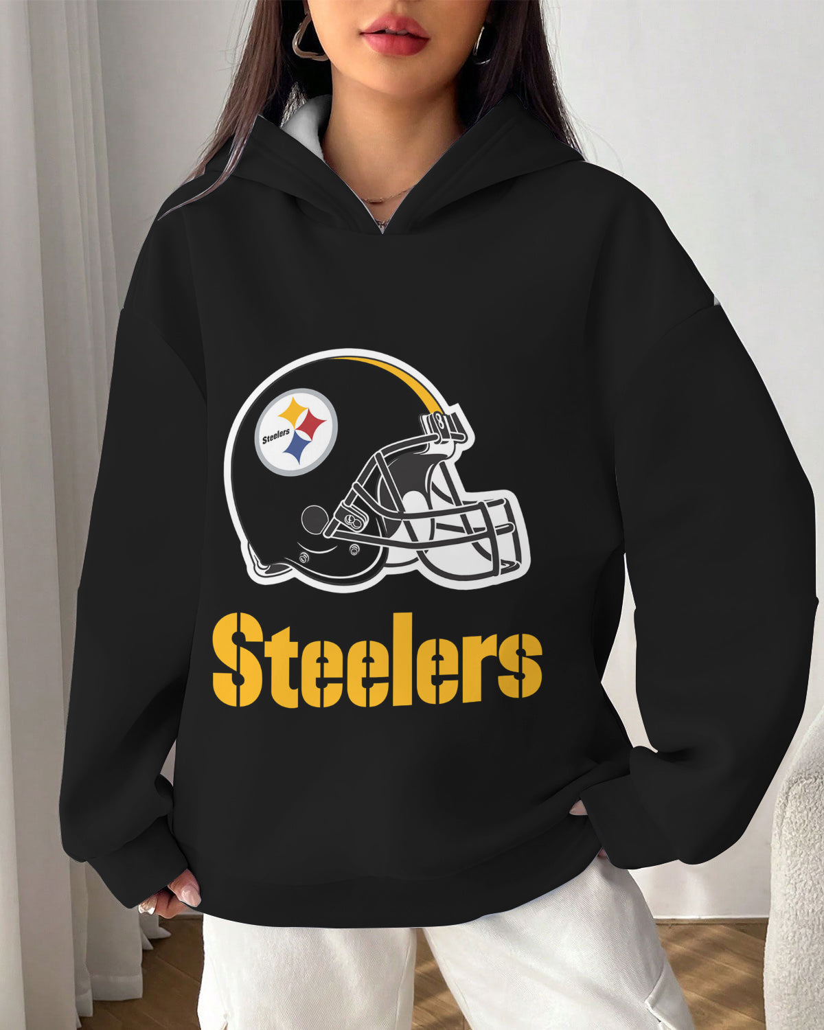 Pittsburgh Steelers Printed Hooded Pocket Pullover Hoodie AZBTPH000060