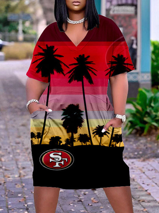 San Francisco 49ers V-neck Casual Pocket Dress Limited Edition AZBTVCPD000488