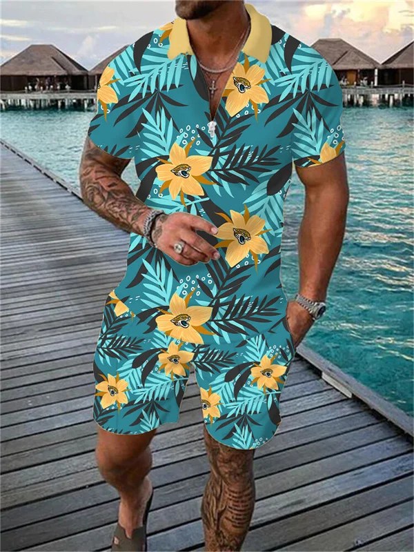 Jacksonville Jaguars Zip Polo Shirt And Shorts Men AZPLZ287