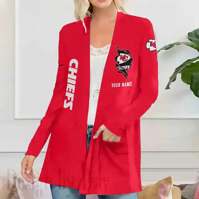 Kansas City Chiefs Women Patch Pocket Cardigan BT095