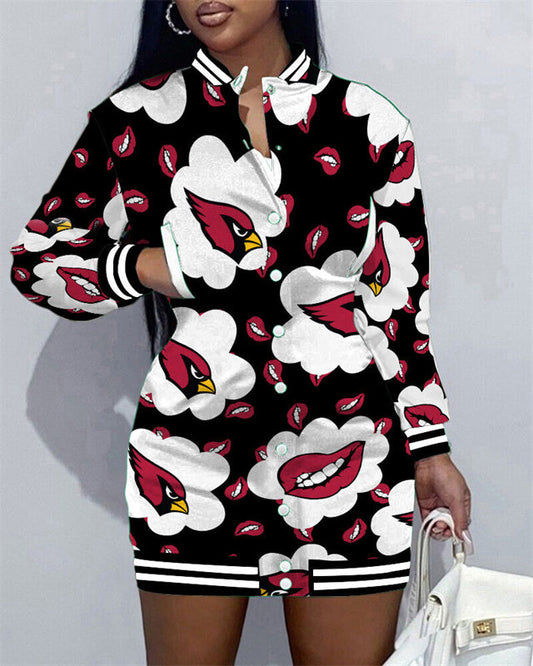 Arizona Cardinals Women Button Down Jacket Dress AZBTBDJD000024