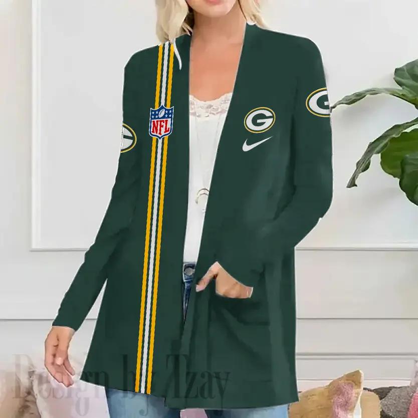 Green Bay Packers Women Patch Pocket Cardigan BT074