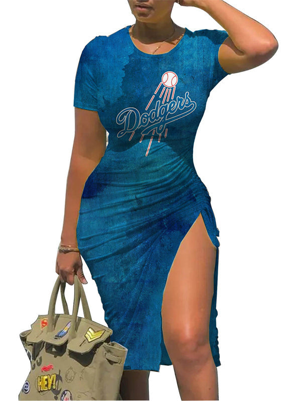 Los Angeles Dodgers Slit Bodycon Dress  AZBTSBD000057