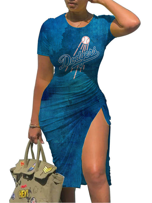 Los Angeles Dodgers Slit Bodycon Dress  AZBTSBD000057