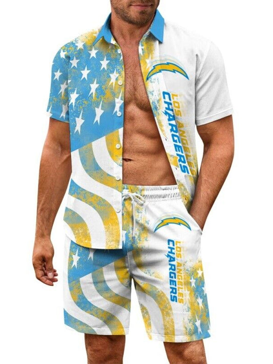 Los Angeles Chargers Combo Hawaiian Shirt and Shorts AZBTHWSS000047