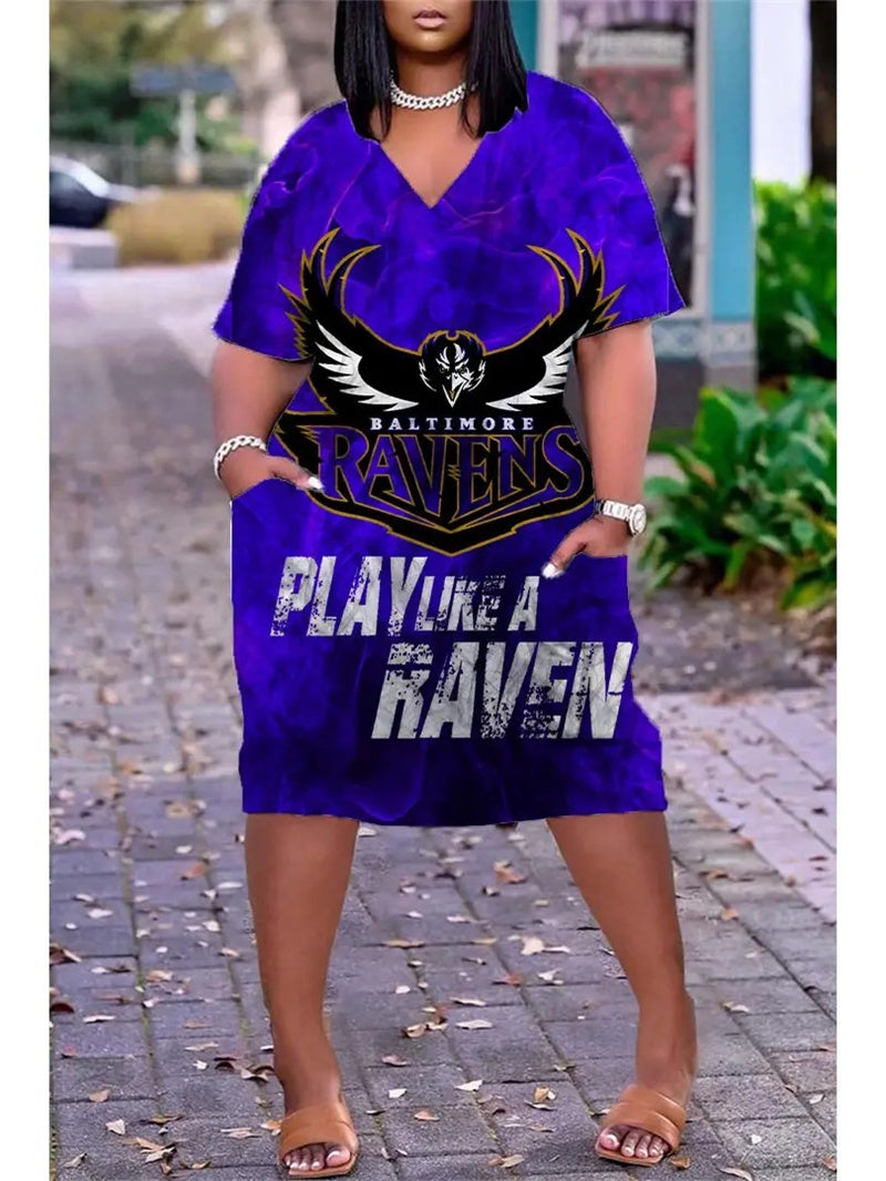 Baltimore Ravens V-neck Casual Pocket Dress Limited Edition AZBTVCPD000177