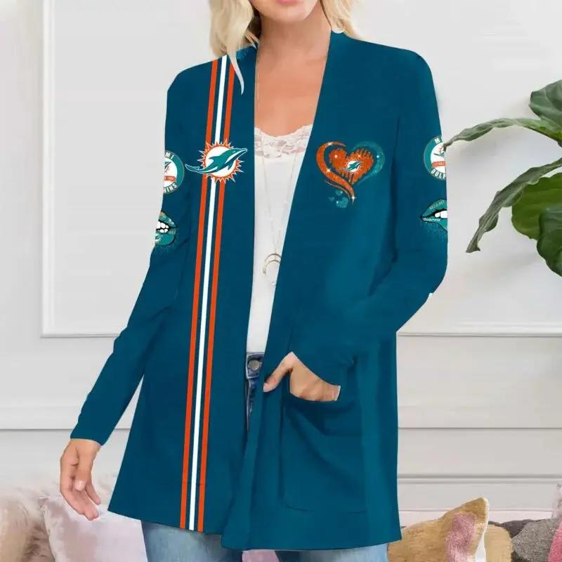 Miami Dolphins Women Patch Pocket Cardigan BT115