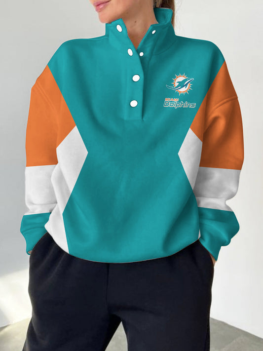 Miami Dolphins Casual Colorful Stand Collar Sweatshirt AZBTSCSW000230