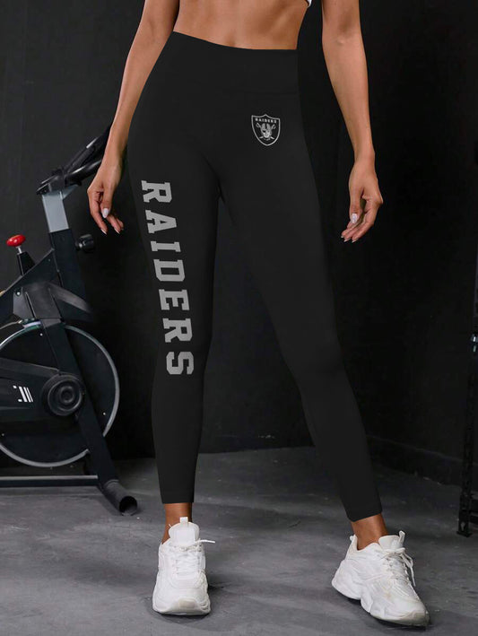 Las Vegas Raiders High Waist Push Up Printed Leggings (4)